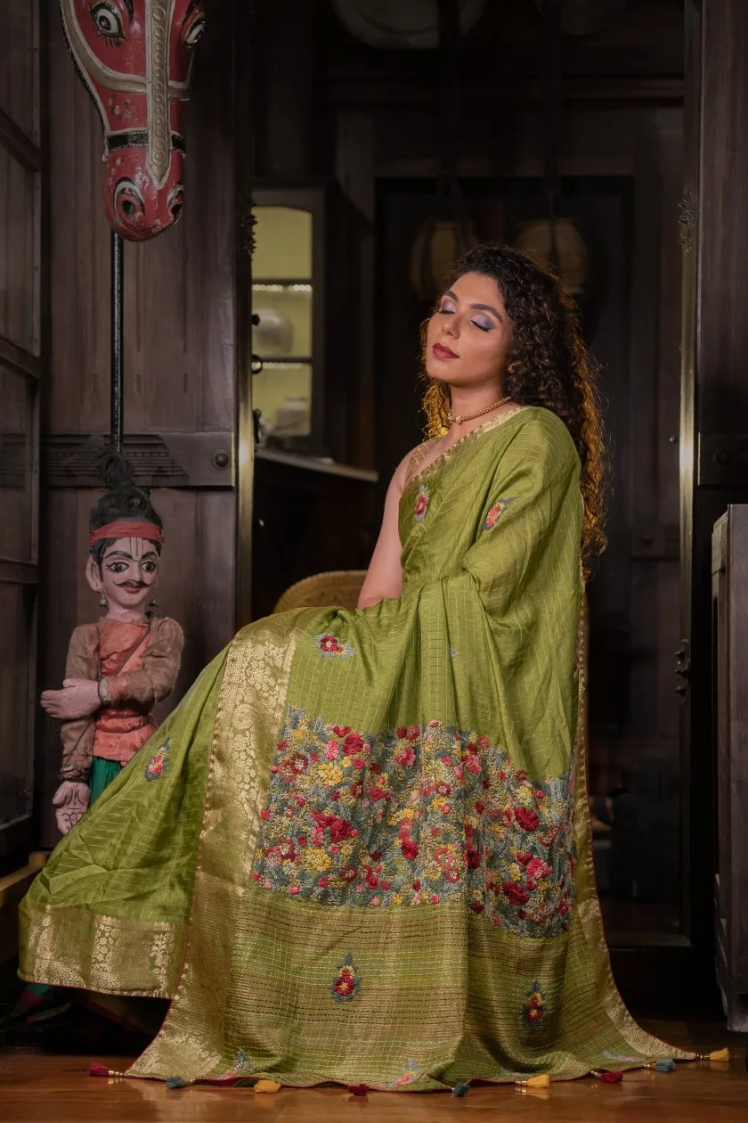 Embroidered Crepe Soft Saree