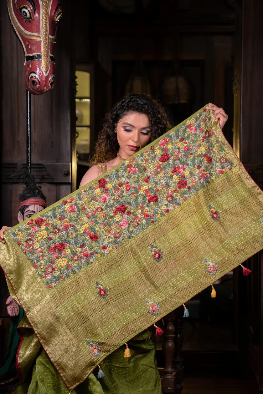 Embroidered Crepe Soft Saree - Image 2