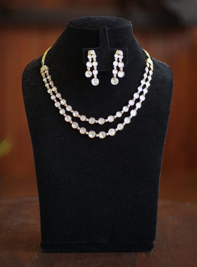 Two layered kundan necklace - GEJS004