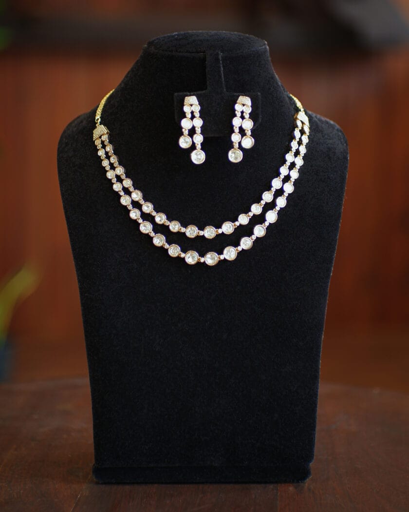 Two layered kundan necklace - GEJS004