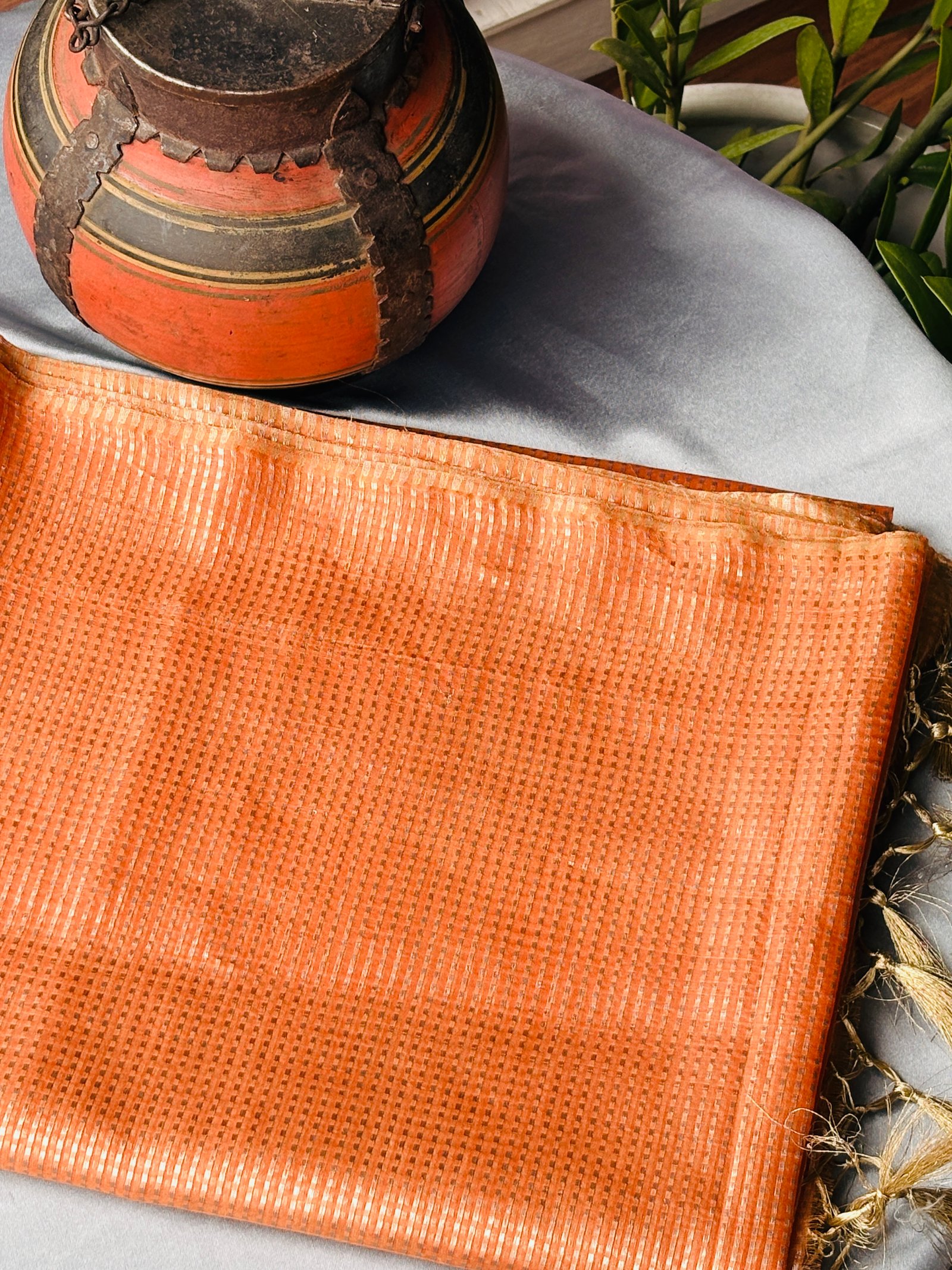 Orange tissue silk saree