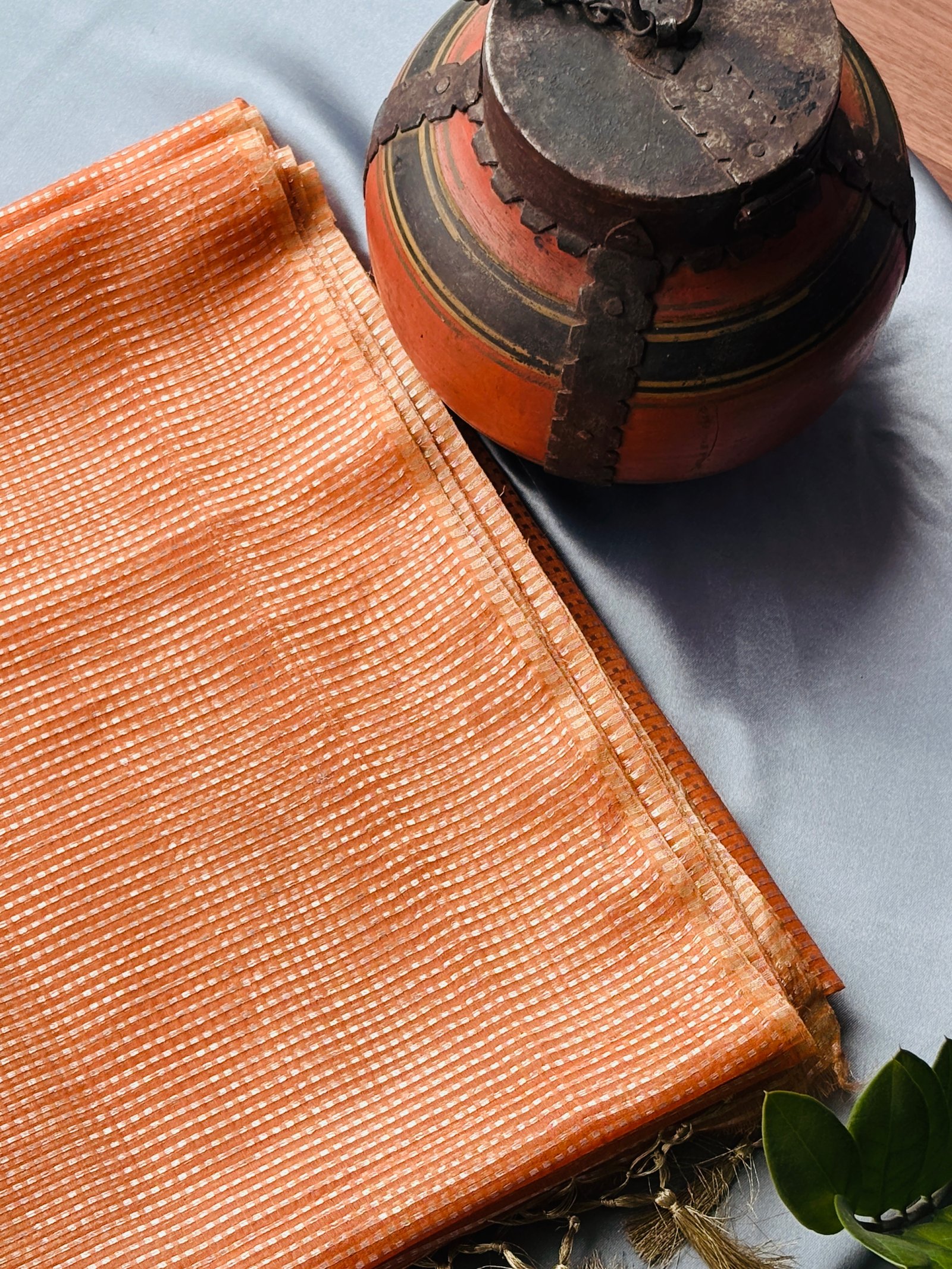 Orange tissue silk saree