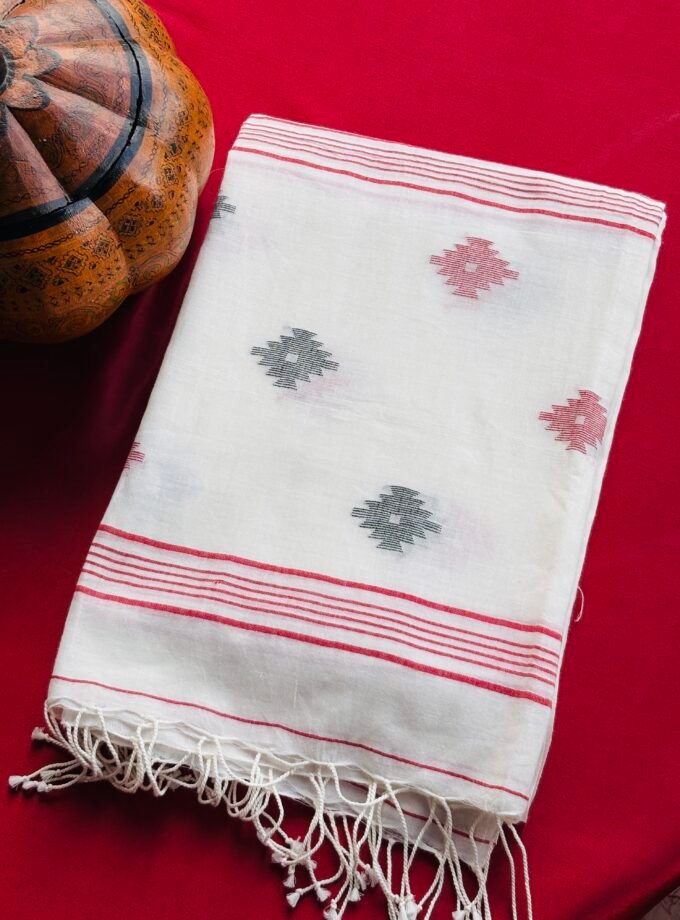 off white jamdani shawl