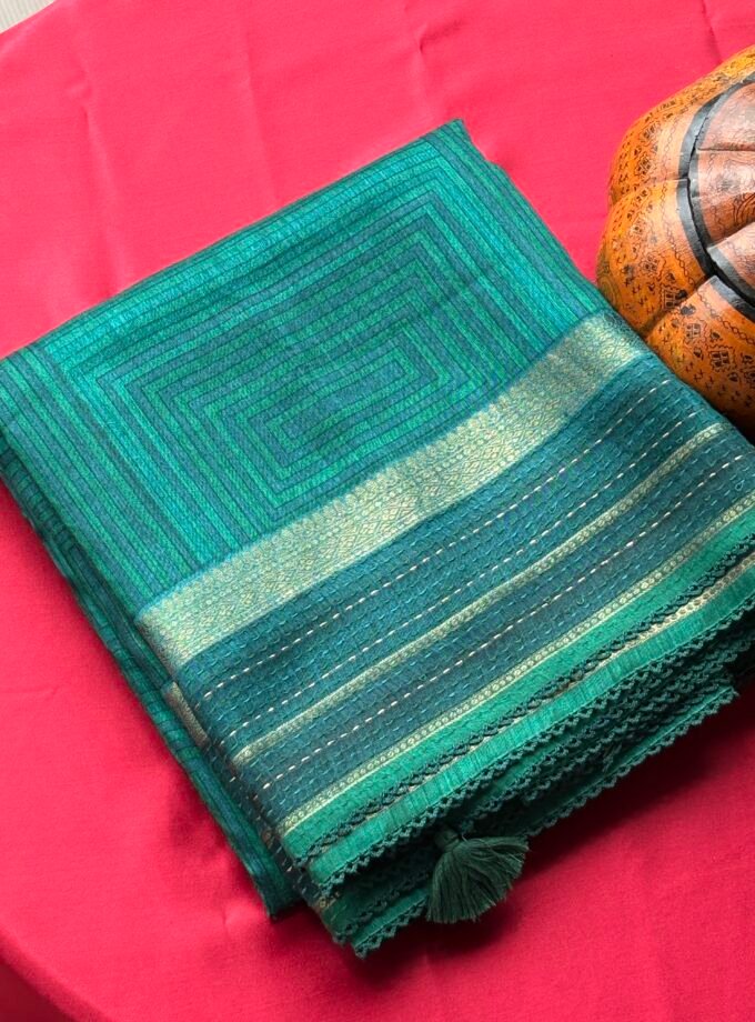 green matt tussar chanderi